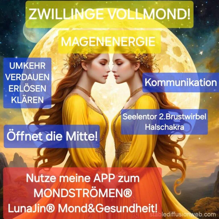 Read more about the article (Deutsch) Der MOND hat das Tor der ZWILLINGE betreten, wo er am Sonntag, den 15. Dezember auch den VOLLMOND feiern wird!